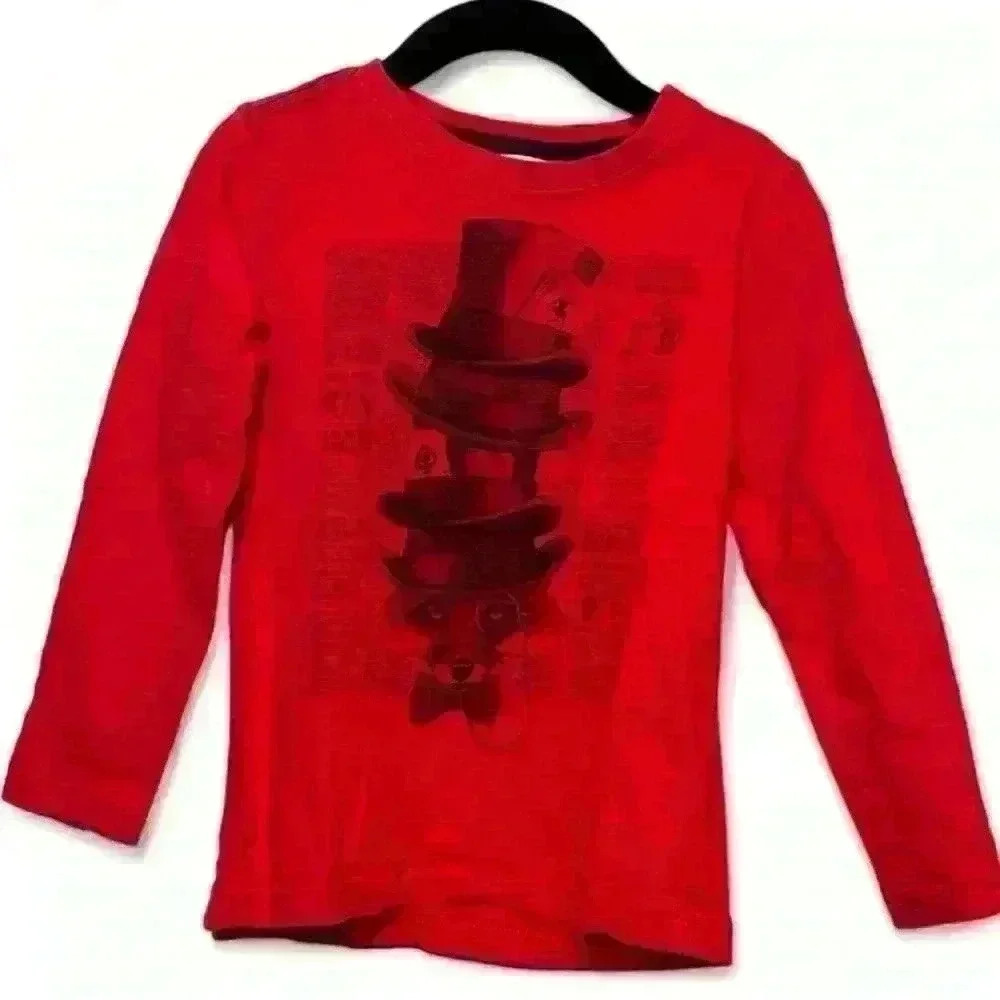 PL Kids - Red long w sleeve w Black Fox Print- boys size 4